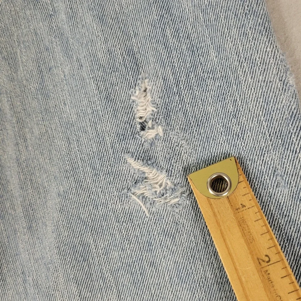 Levi 505 Jeans Mens Size 38x30 Blue Light Wash Straight Leg Distressed Stains